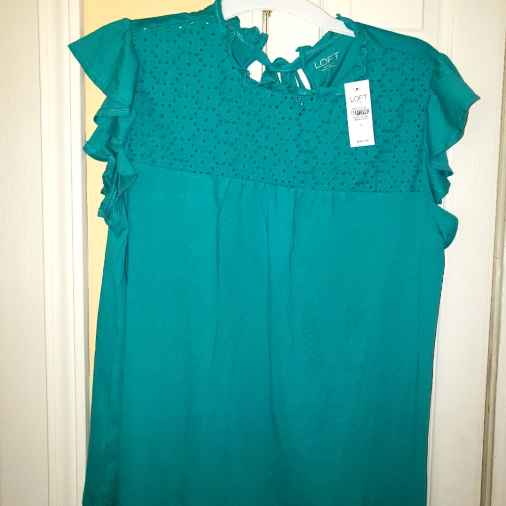 Loft Eyelet top with tie back , Large